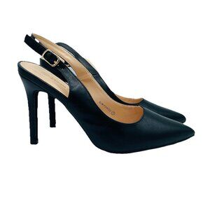 Dream Pairs Shoes Womens Size 7 Black Heels Strappy Sandals Ankle Strap Pointed